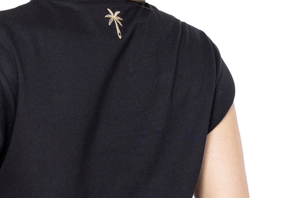 CAMISETA BÁSICA MANGA SISA NEGRO