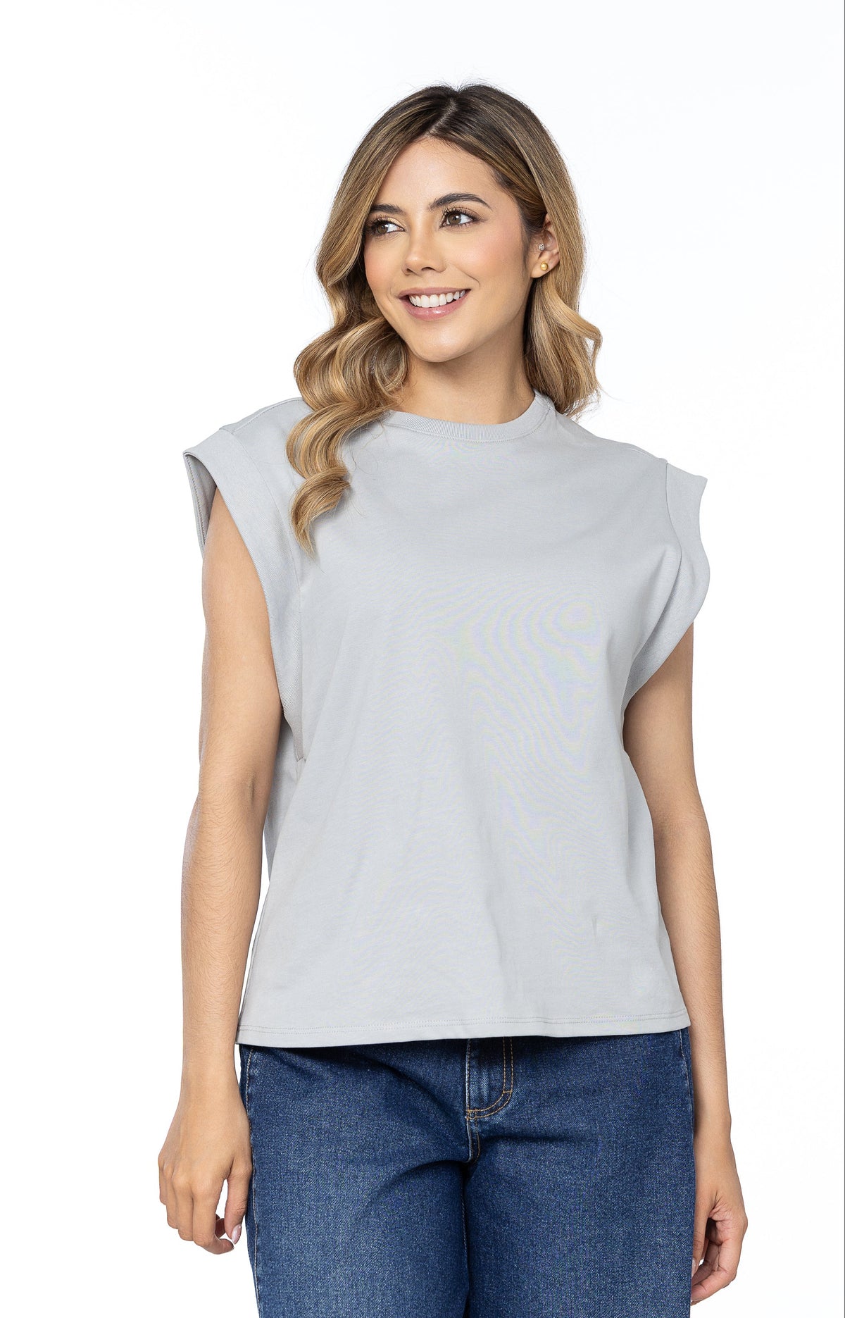 CAMISETA BÁSICA MANGA SISA GRIS