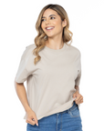 CAMISETA BOXY FIT MANGA CORTA BEIGE