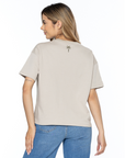 CAMISETA BOXY FIT MANGA CORTA BEIGE