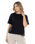 CAMISETA BOXY FIT MANGA CORTA NEGRA