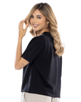 CAMISETA BOXY FIT MANGA CORTA NEGRA