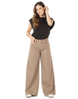 Pantalón Wide Leg Café Ajustable En Cintura
