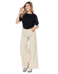 Pantalón Wide Leg Vainilla Ajustable En Cintura