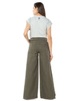 Pantalón Wide Leg Verde Ajustable En Cintura