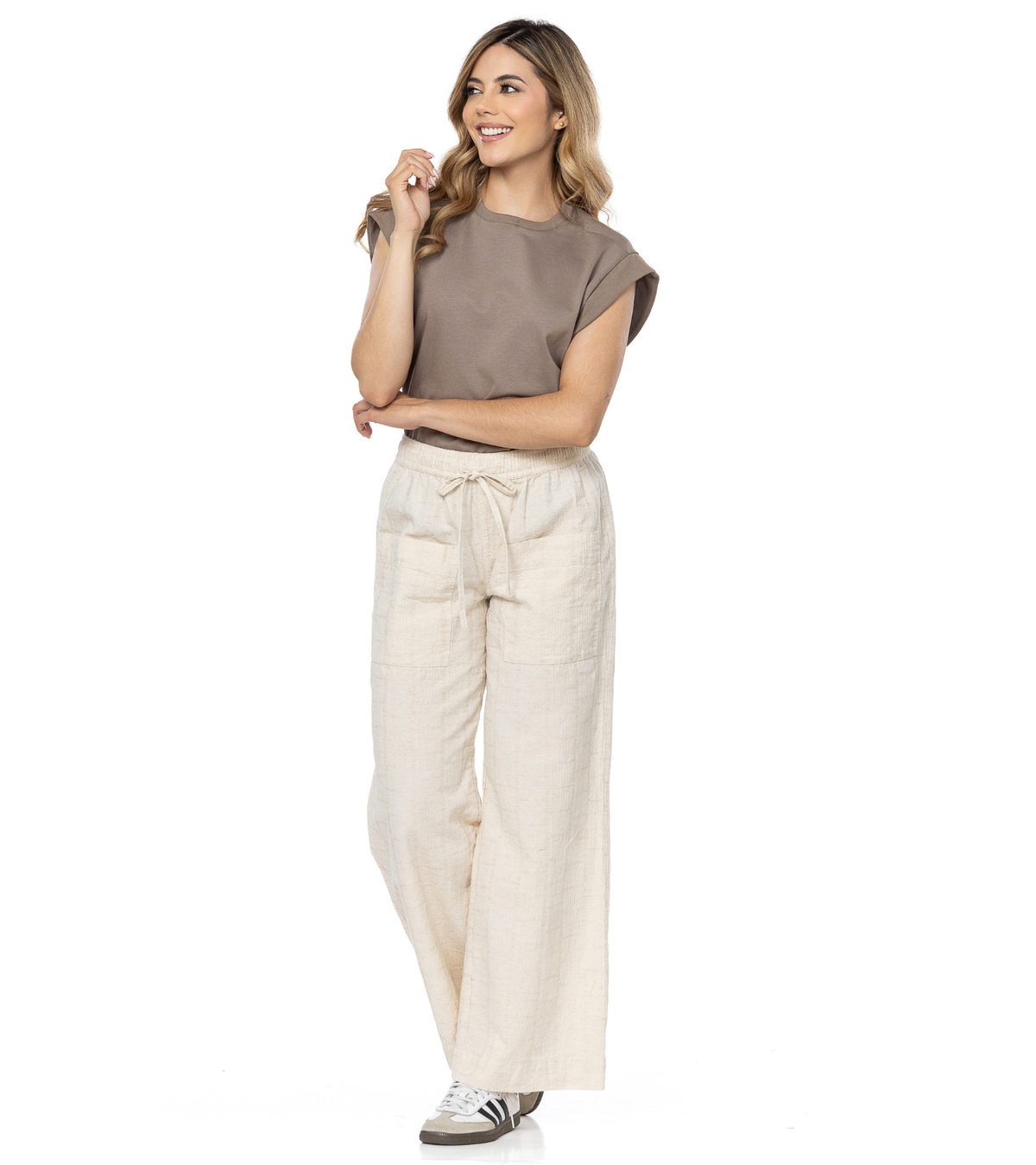 Pantalón Rígido Crudo Wide Leg