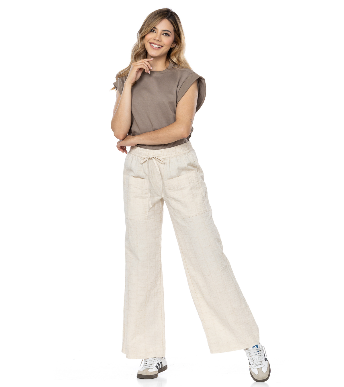 Pantalón Rígido Crudo Wide Leg