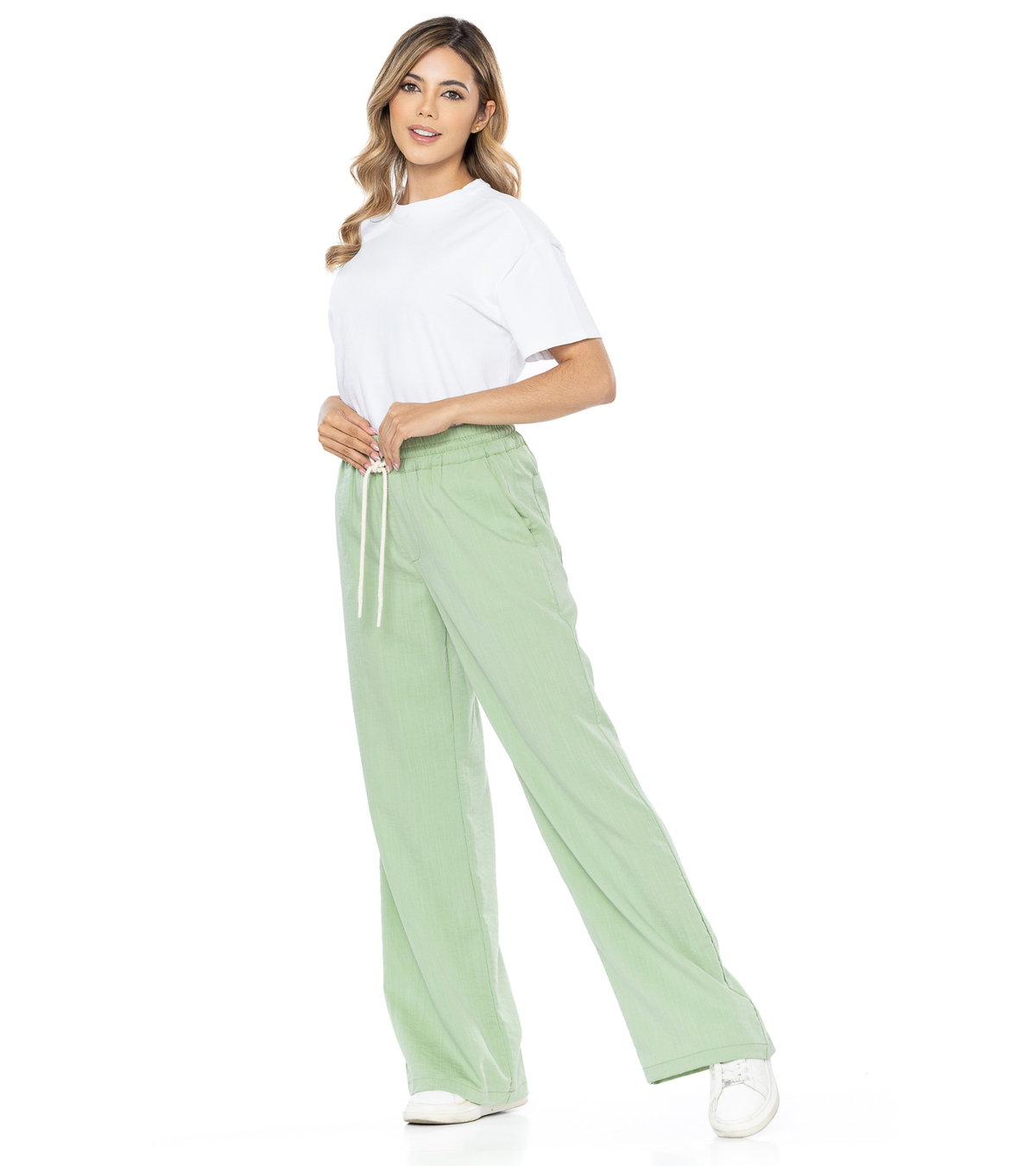 Pantalón Confort Verde Wide Leg Slim