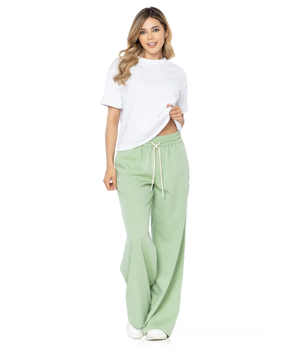 Pantalón Confort Verde Wide Leg Slim