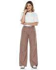 Pantalón Confort Café Wide Leg
