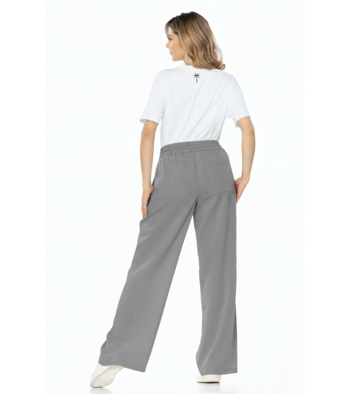 Pantalón Confort Gris Wide Leg Slim