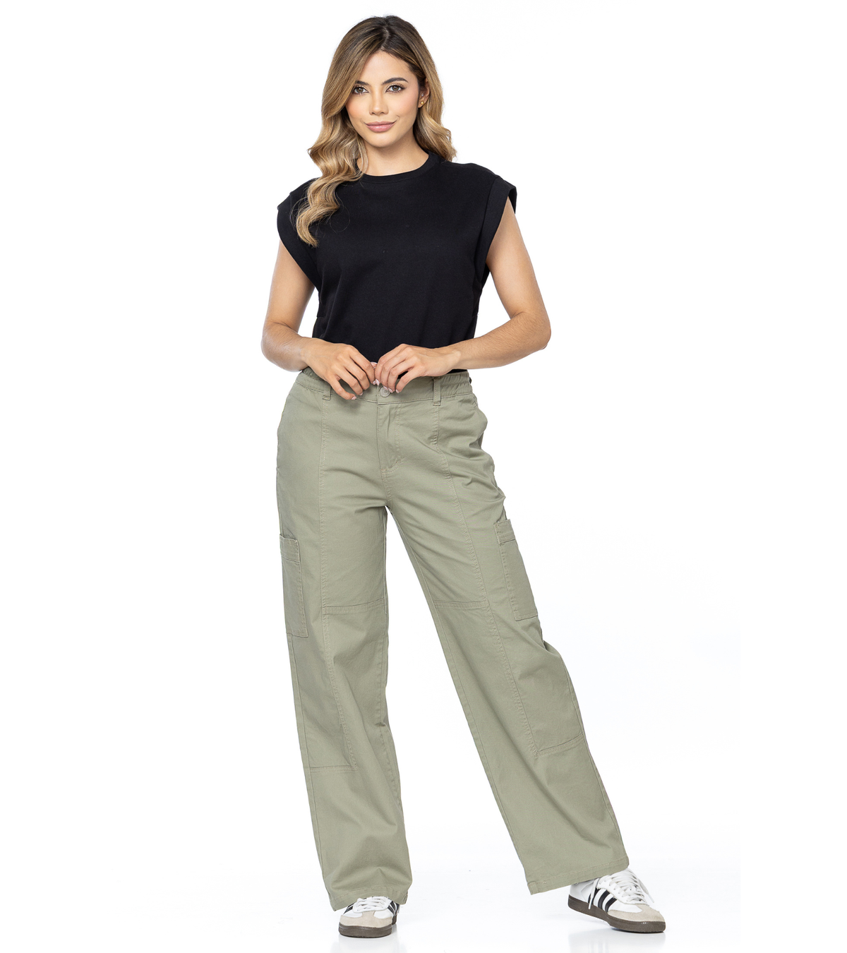 Jogger Stretch Verde Medio Bolsillo Costados