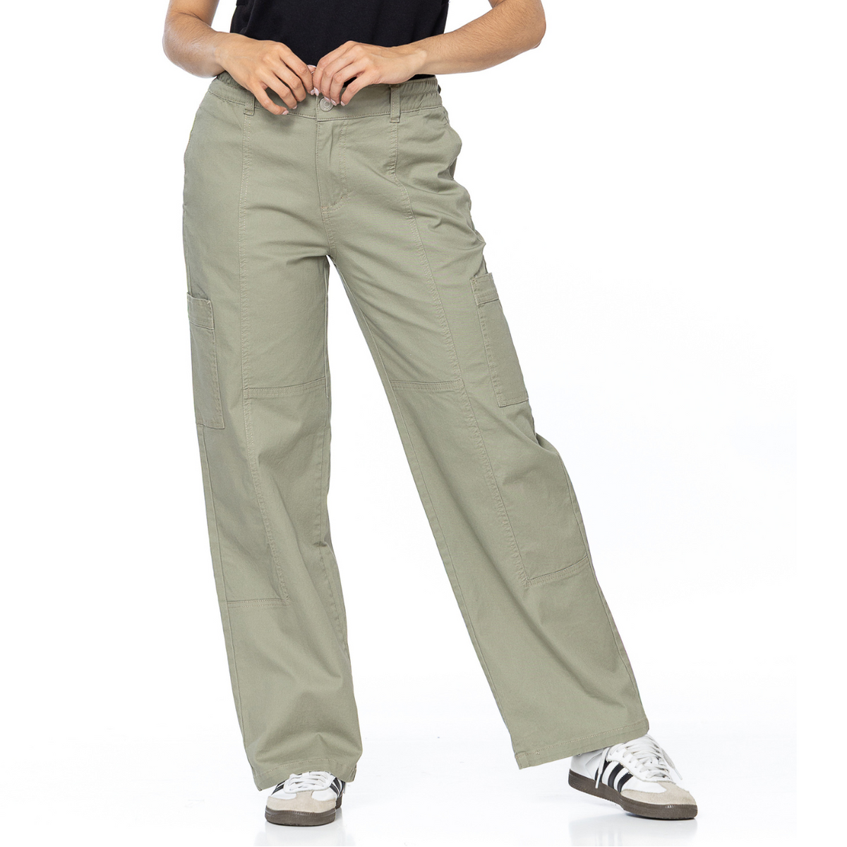 Jogger Stretch Verde Medio Bolsillo Costados