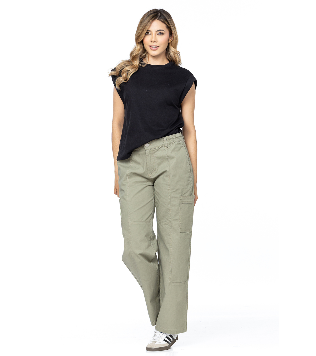 Jogger Stretch Verde Medio Bolsillo Costados