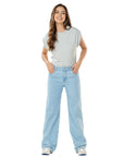 Jeans Stretch Azul Claro Wide Leg