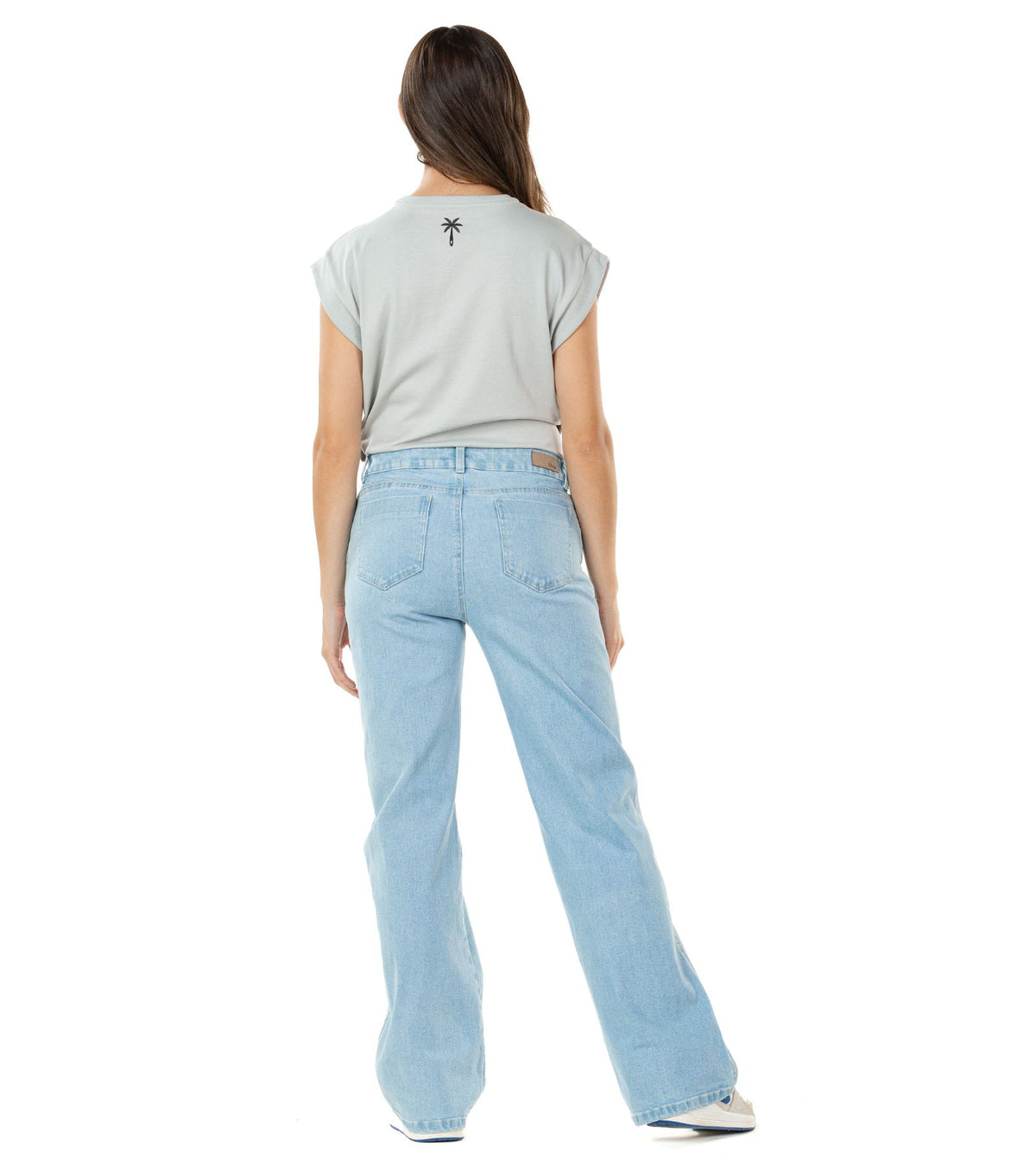 Jeans Stretch Azul Claro Wide Leg