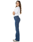 Jeans Stretch Azul Flare 5 Bolsillos Tiro Alto