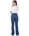 Jeans Stretch Azul Flare 5 Bolsillos Tiro Alto