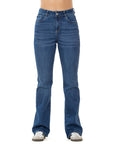 Jeans Stretch Azul Flare 5 Bolsillos Tiro Alto