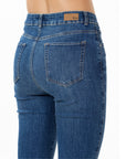 Jeans Stretch Azul Flare 5 Bolsillos Tiro Alto
