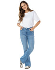 Jeans Stretch Azul Flare 5 Bolsillos Tiro Alto
