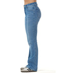 Jeans Stretch Azul Flare 5 Bolsillos Tiro Alto