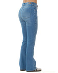 Jeans Stretch Azul Flare 5 Bolsillos Tiro Alto