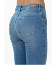 Jeans Stretch Azul Flare 5 Bolsillos Tiro Alto