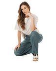 Jeans Stretch Azul Wide Leg Slim