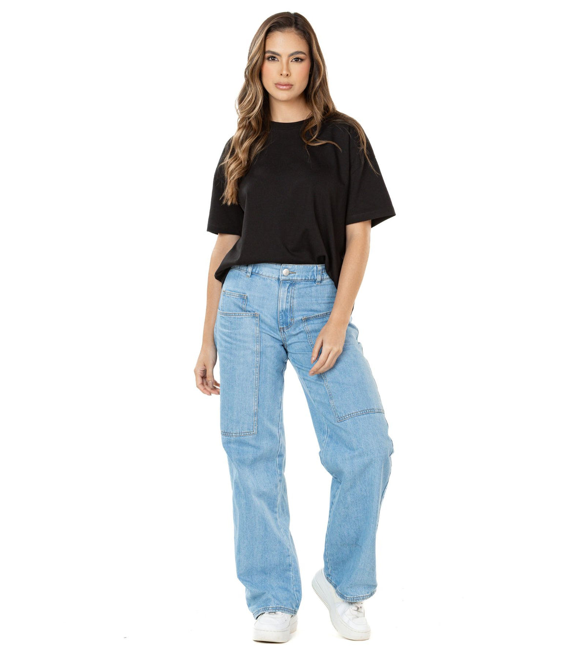 Jogger Rígido Azul Wide Leg Slim