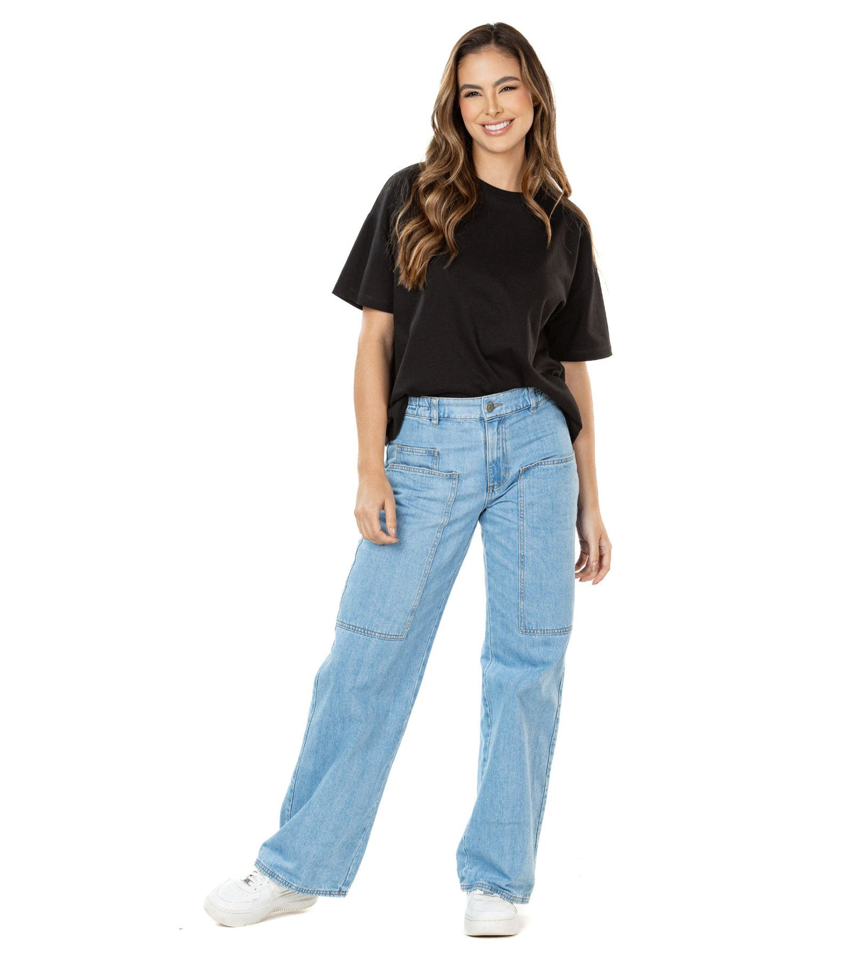 Jogger Rígido Azul Wide Leg Slim