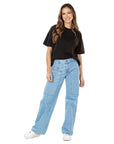 Jogger Rígido Azul Wide Leg Slim