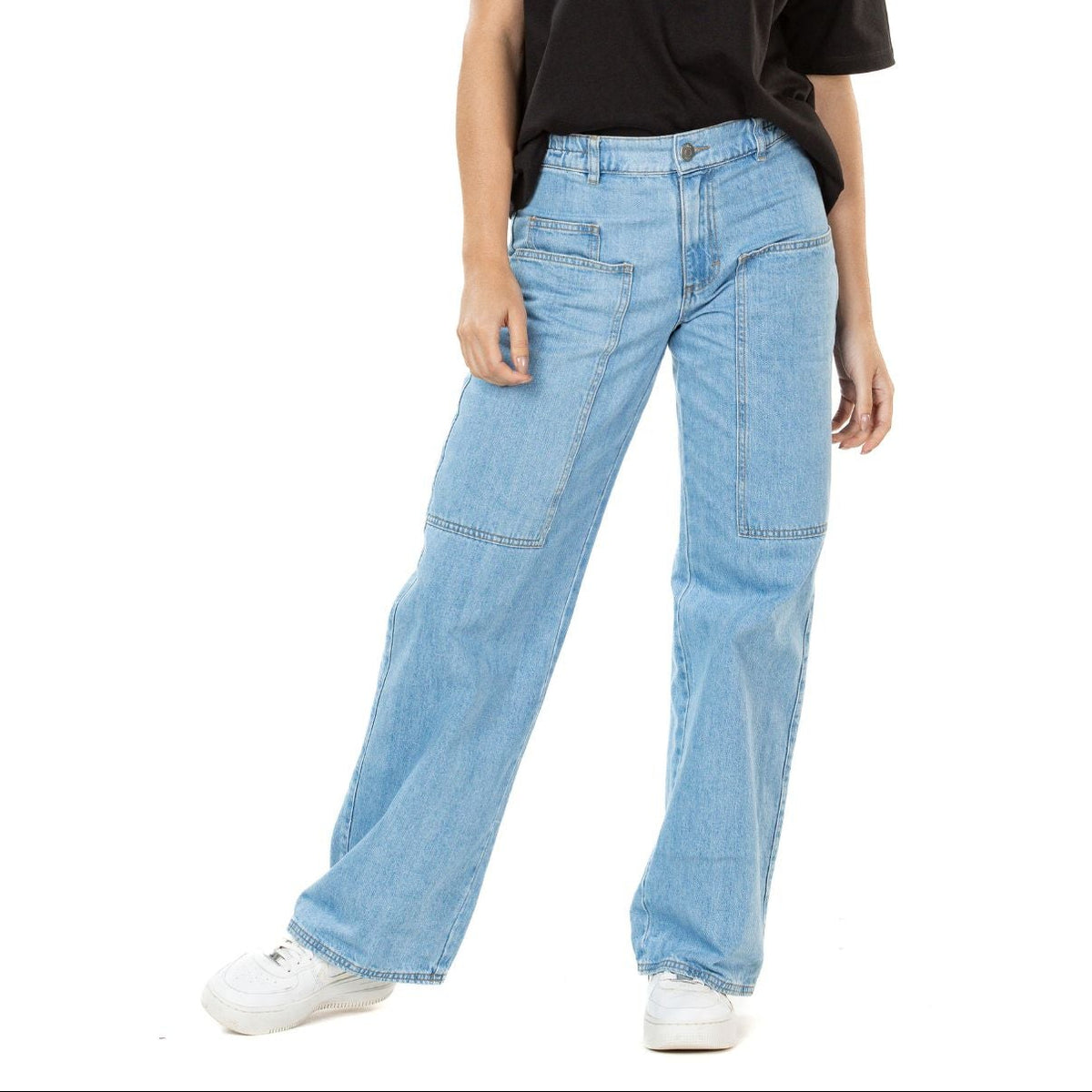 Jogger Rígido Azul Wide Leg Slim