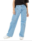Jogger Rígido Azul Wide Leg Slim