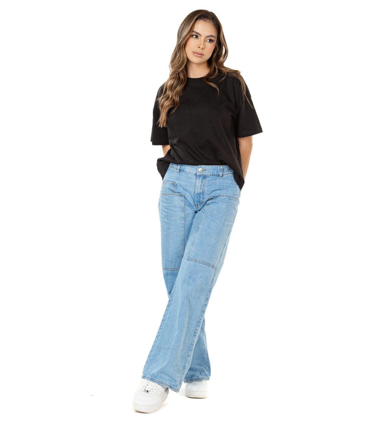 Jogger Rígido Azul Wide Leg Slim