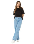 Jogger Rígido Azul Wide Leg Slim