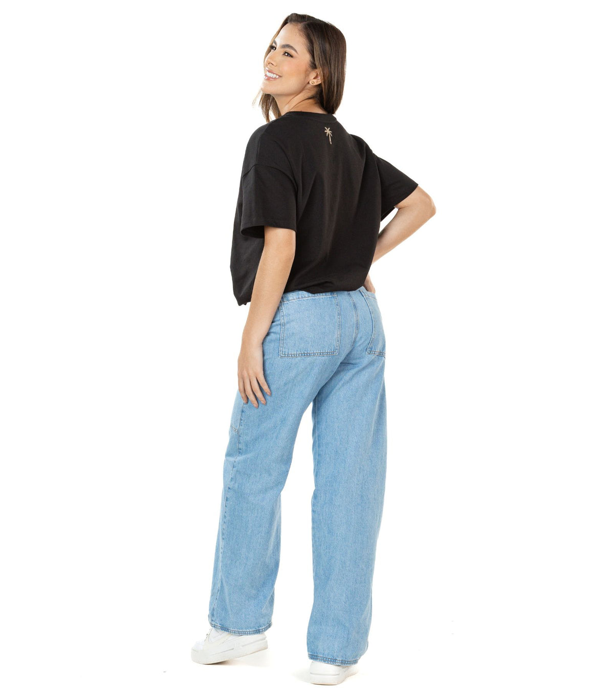 Jogger Rígido Azul Wide Leg Slim