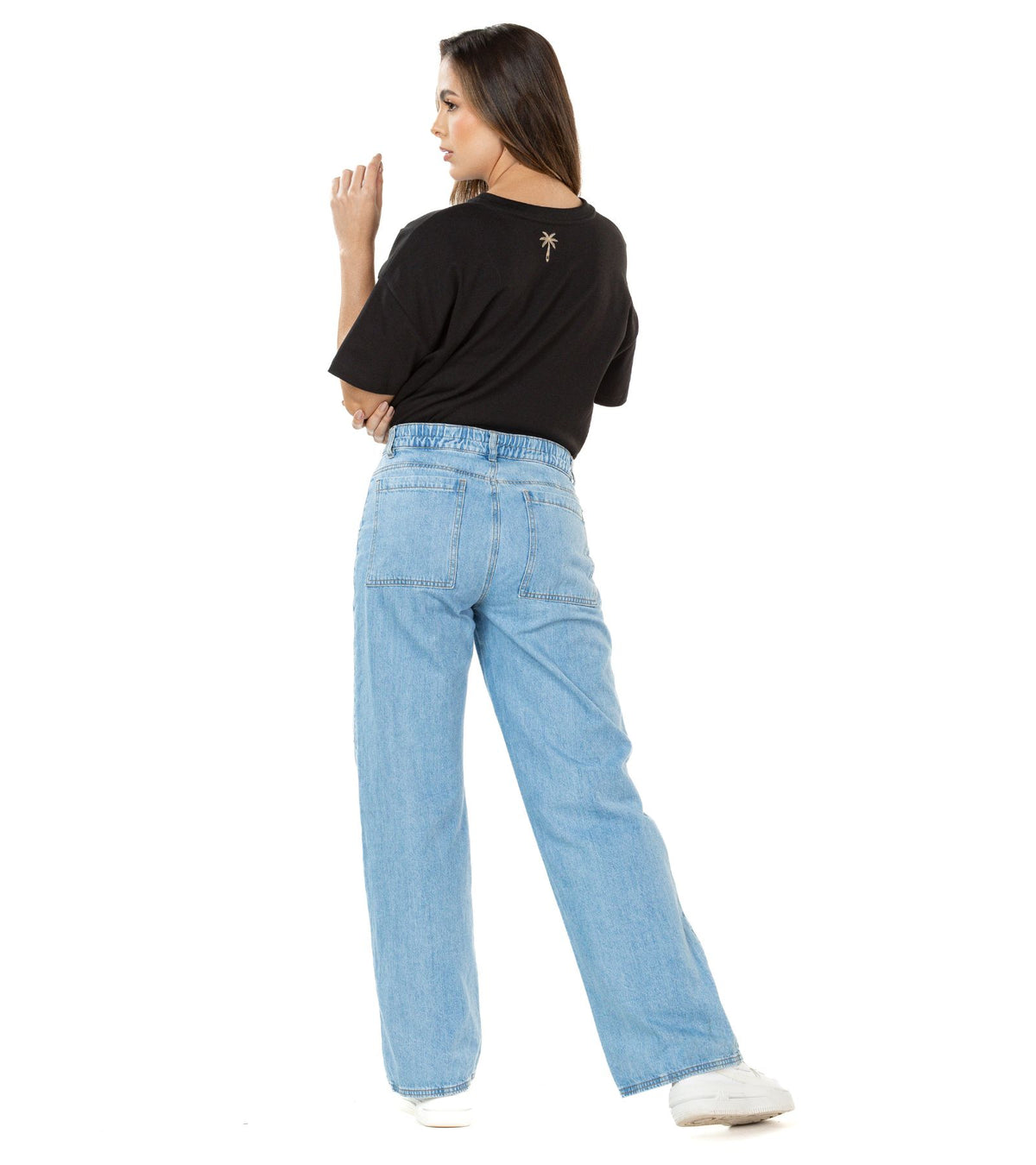 Jogger Rígido Azul Wide Leg Slim