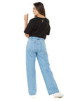 Jogger Rígido Azul Wide Leg Slim