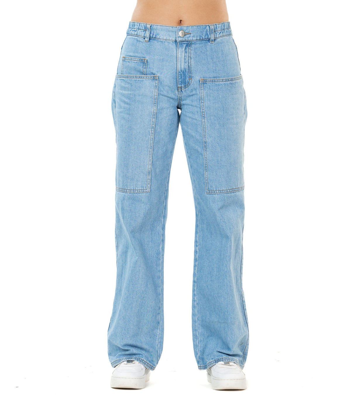 Jogger Rígido Azul Wide Leg Slim