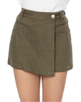 Falda Short Stretch Bolsillo Parche Verde