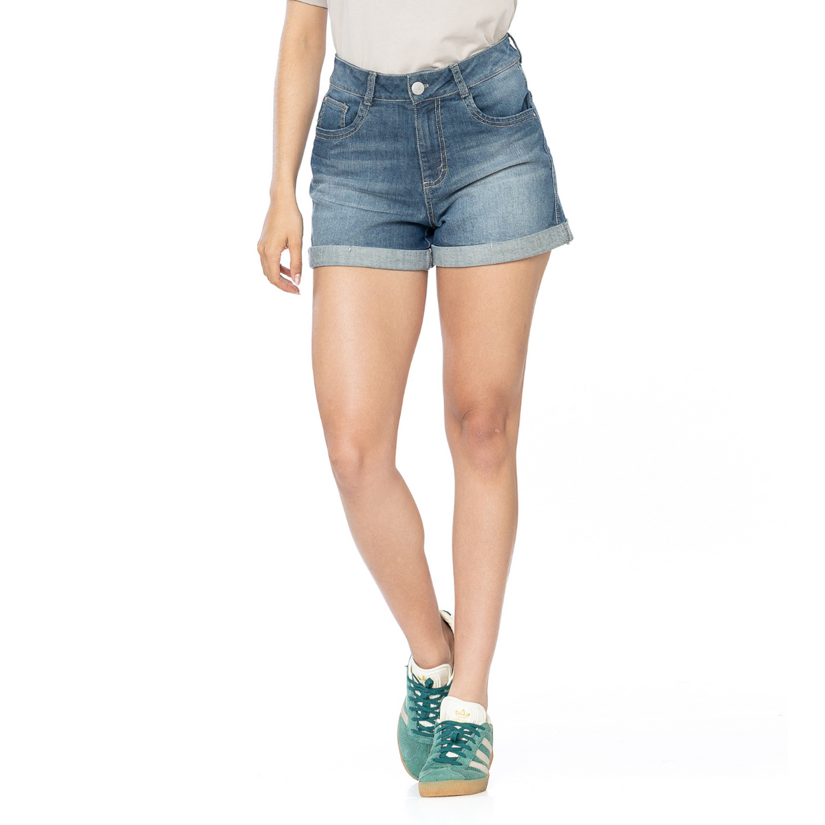 Short Stretch Azul Cinco Bolsillos