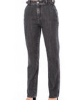 Jean Bota Recta Cintura Ajustable Gris Oscuro