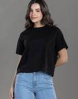 CAMISETA BOXY FIT MANGA CORTA NEGRA