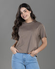 CAMISETA BOXY FIT MANGA CORTA CAFÉ