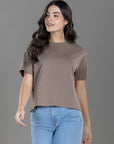 CAMISETA BOXY FIT MANGA CORTA CAFÉ