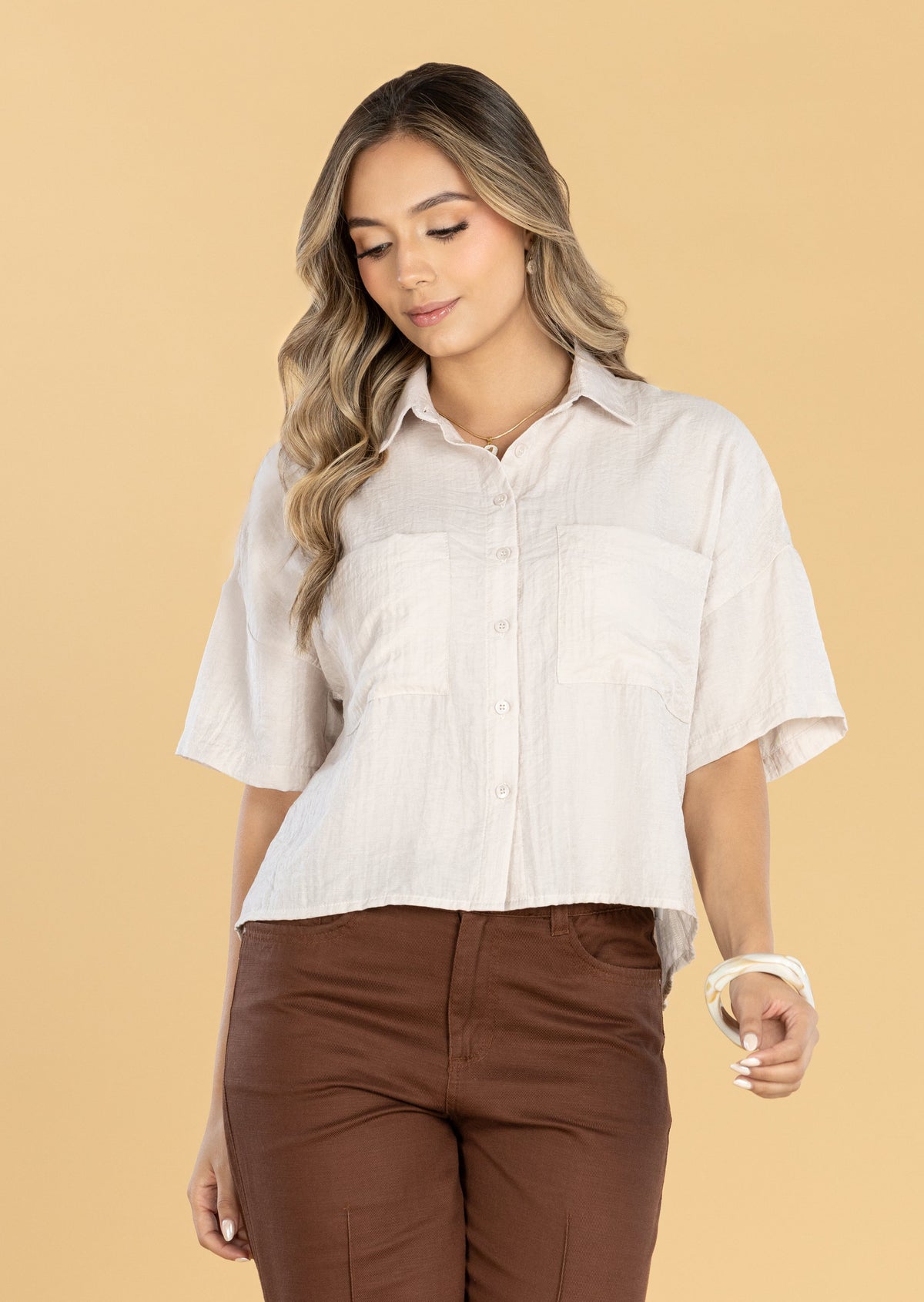 Blusa Oversize Arena Cuello Camisero