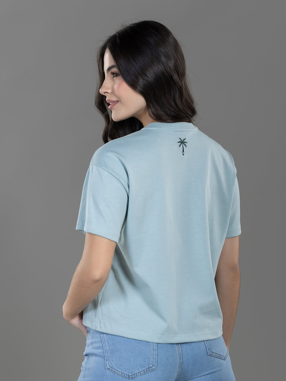 CAMISETA BOXY FIT MANGA CORTA AZUL