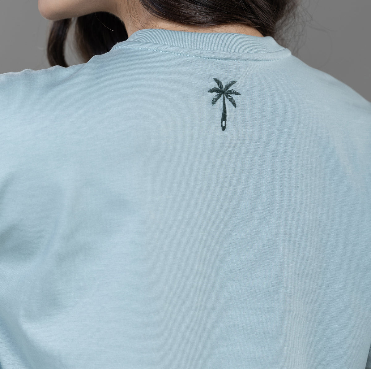CAMISETA BOXY FIT MANGA CORTA AZUL