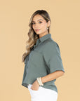 Blusa Oversize Verde Cuello Camisero